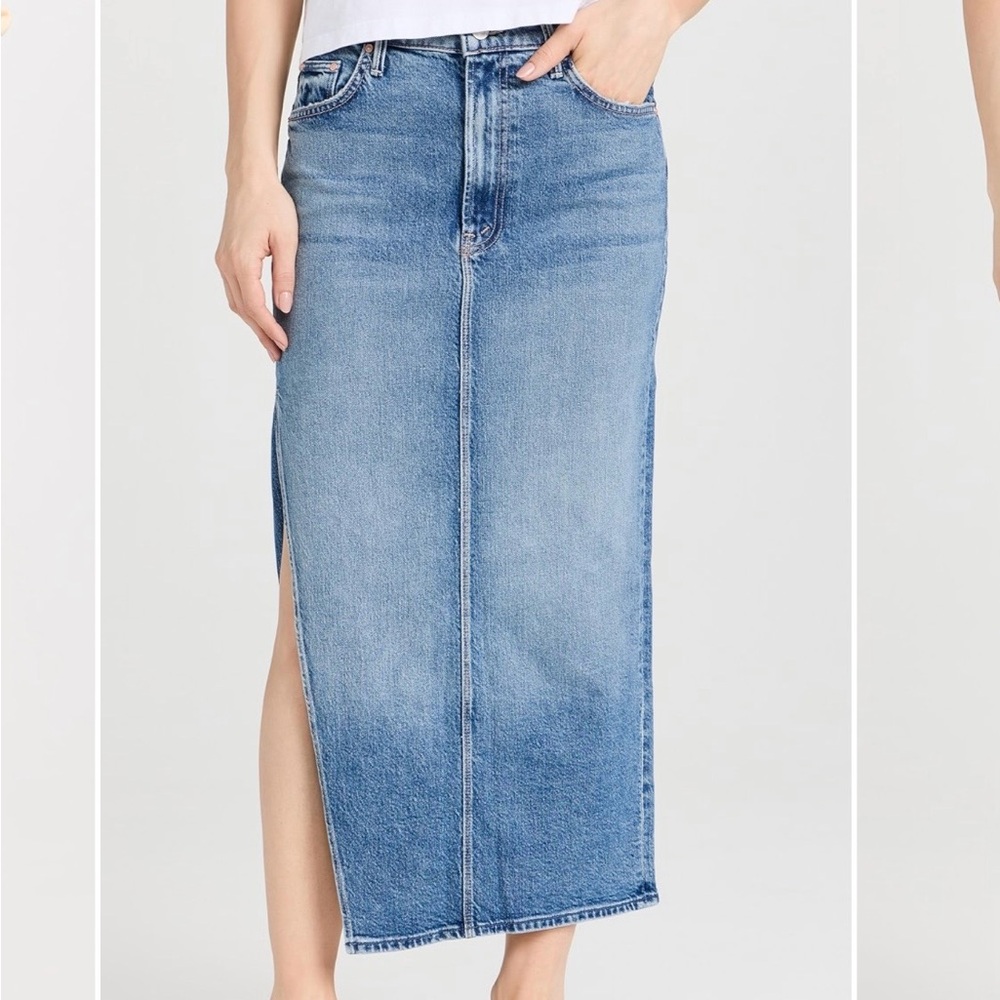 MOTHER NWOT Split second Blue Denim Midi Skirt